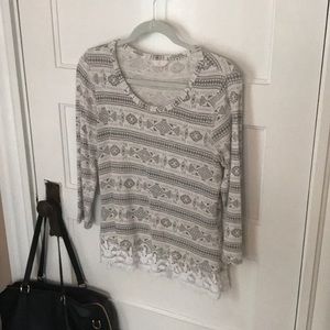 Francesca’s 3/4 Sleeve Top w/ Lace Detail